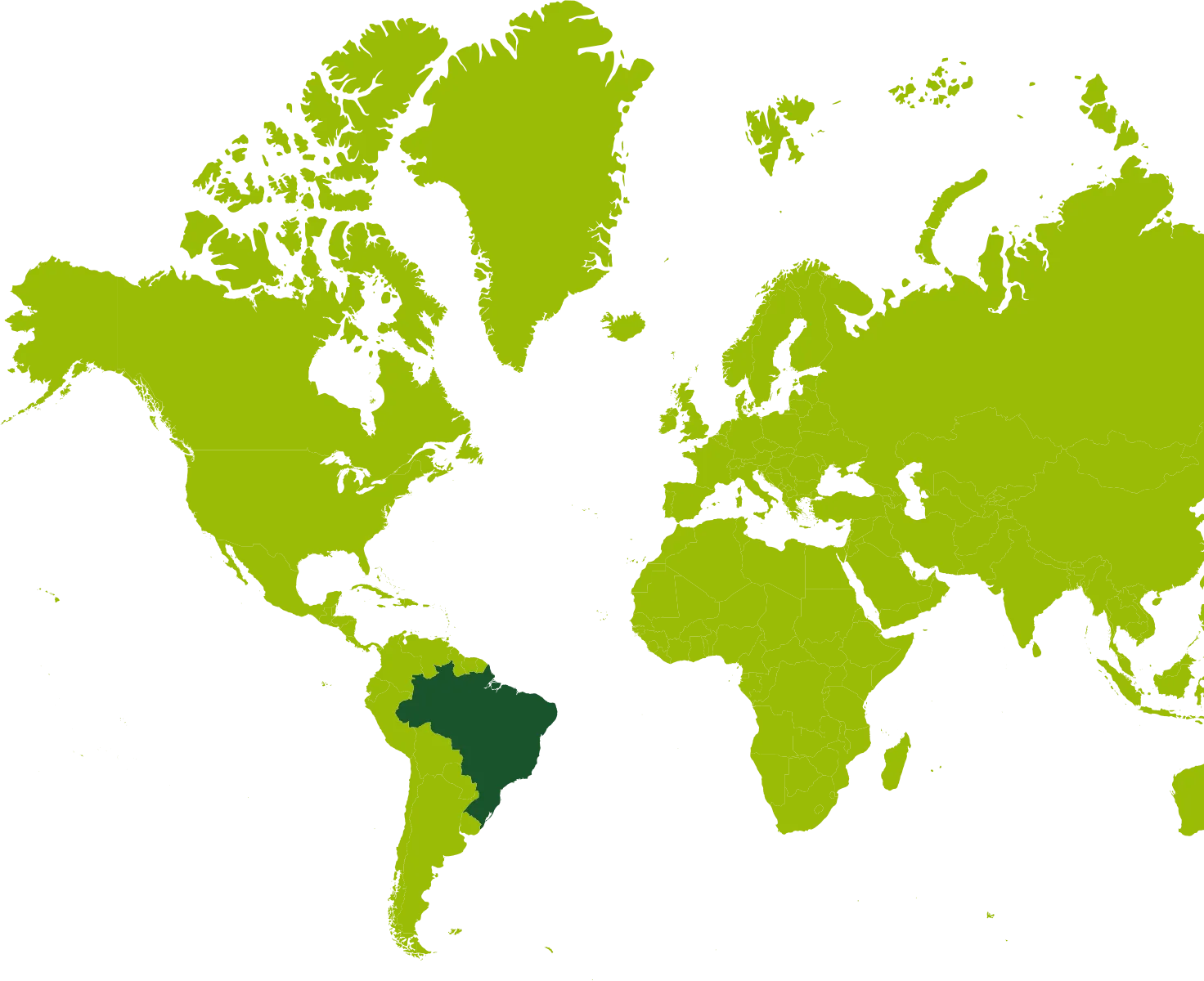 Mapa-múndi ilustrativo da expansão da marca