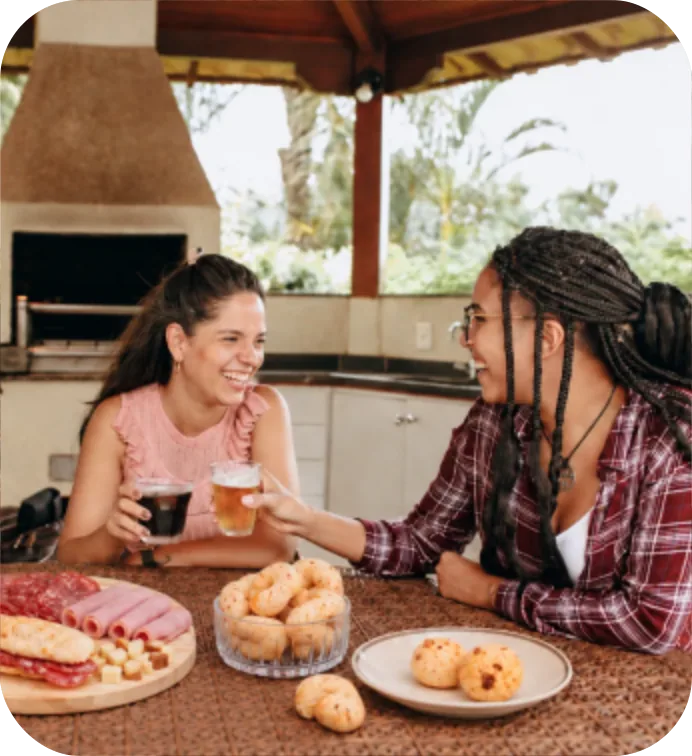 Para receber a família e os amigos